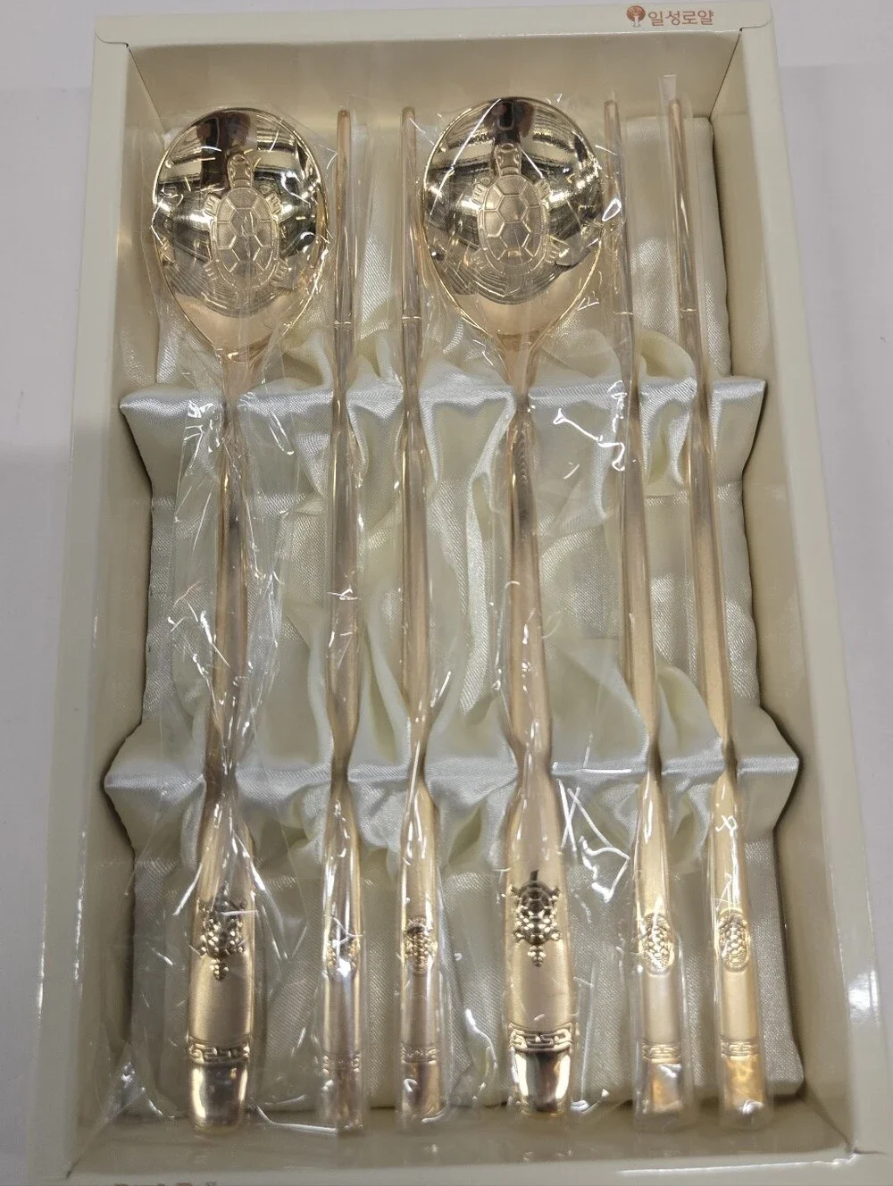 NIBI ILSUNG ROYAL Korean Turtle Design Sticky Rice Spoon Chopsticks Set 6PCS
